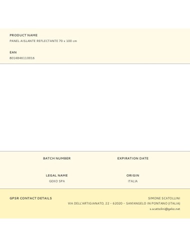 Panel aislante reflectante 70 x 100 cm