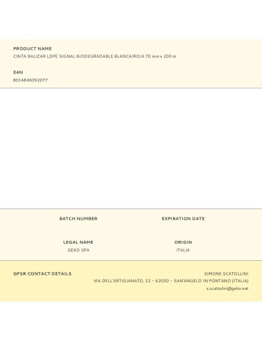 Cinta balizar ldpe signal biodegradable blanca/roja 70 mm x 200 m