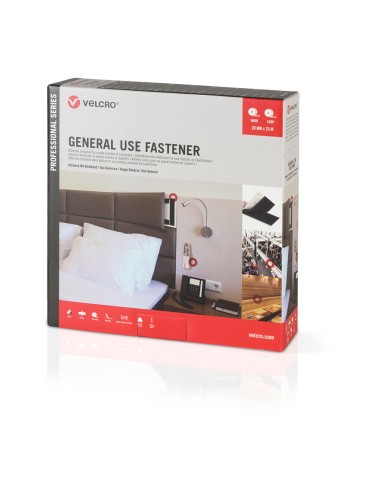 Cinta de gancho y bucle adhesiva negra 20 mm x 25 m