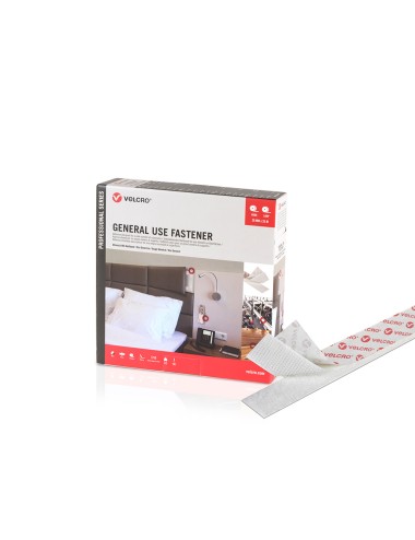 Cinta de gancho y bucle adhesiva blanca 20 mm x 25 m