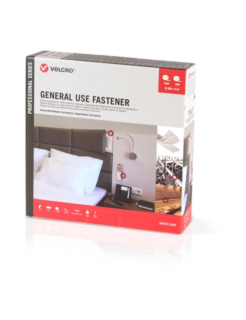 Cinta de gancho y bucle adhesiva blanca 20 mm x 25 m