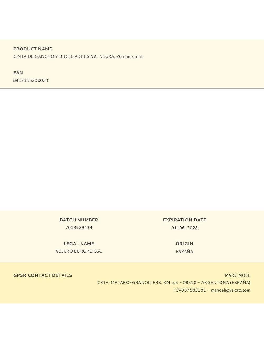 Cinta de gancho y bucle adhesiva negra 20 mm x 5 m