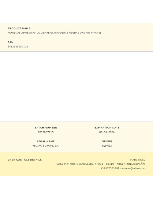 Monedas adhesivas de cierre ultrafuerte negras ø45 mm, 6 pares