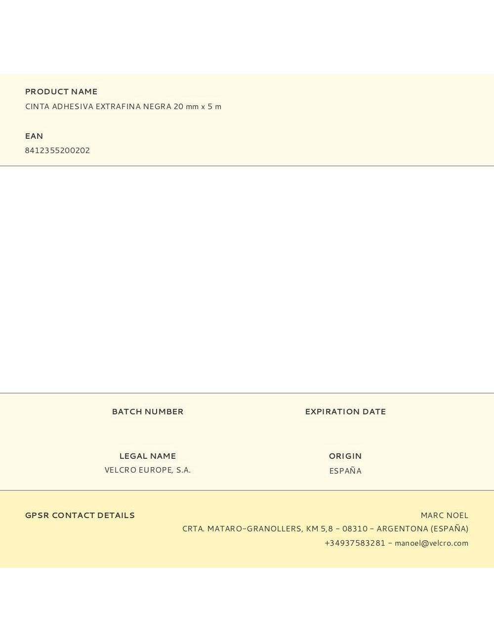 Cinta adhesiva extrafina negra 20 mm x 5 m