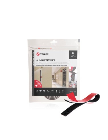 Cinta alfa-lok lineal de gancho negra 25 mm x 1 m