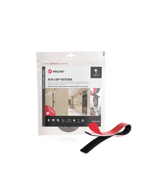 Cinta alfa-lok lineal de gancho negra 25 mm x 1 m