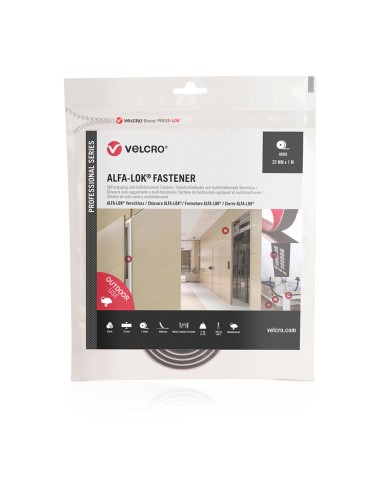 Cinta alfa-lok lineal de gancho negra 25 mm x 1 m