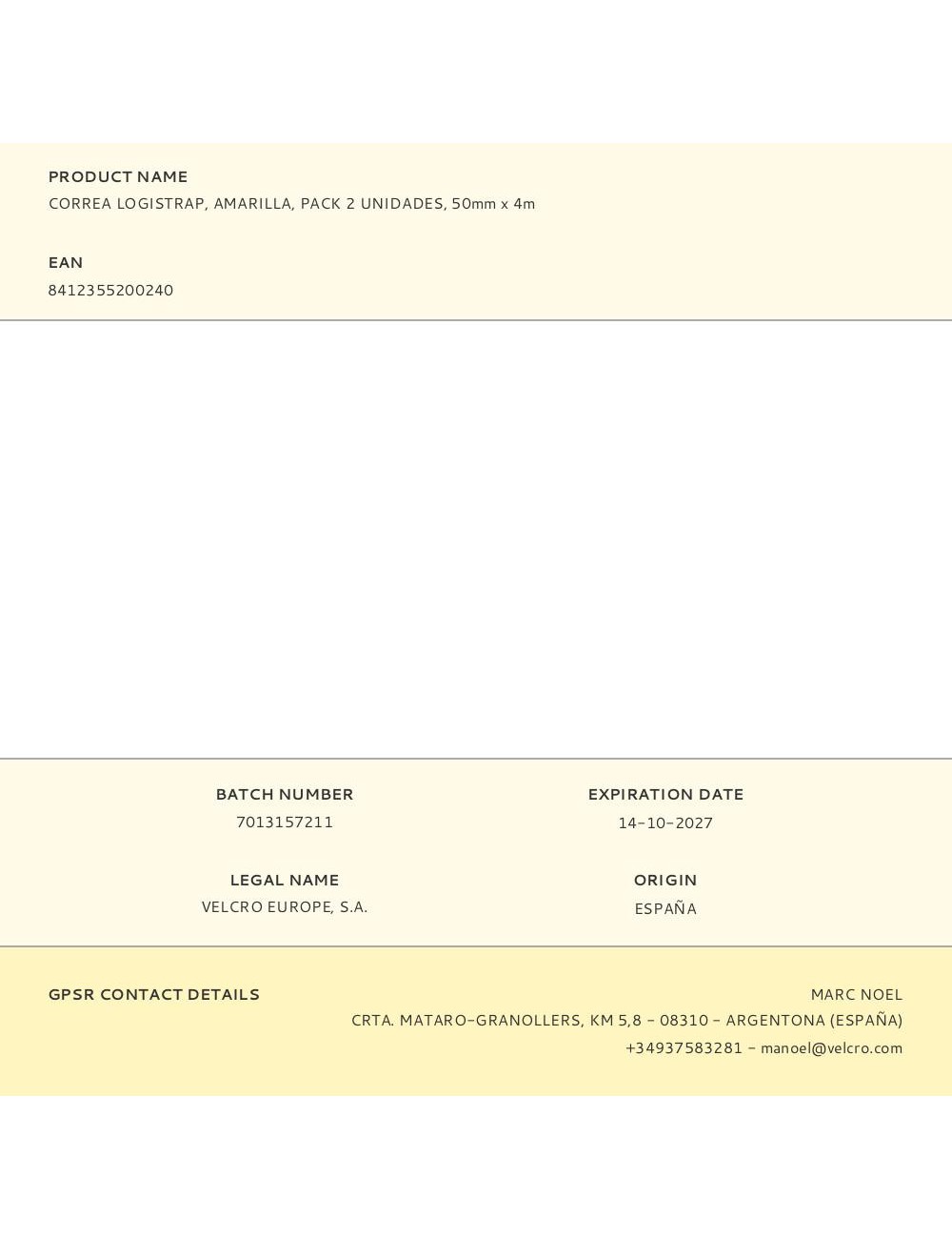 Correa logistrap, amarilla, pack 2 unidades, 50mm x 4m