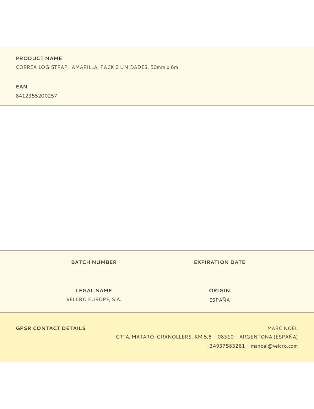 Correa logistrap, amarilla, pack 2 unidades, 50mm x 6m