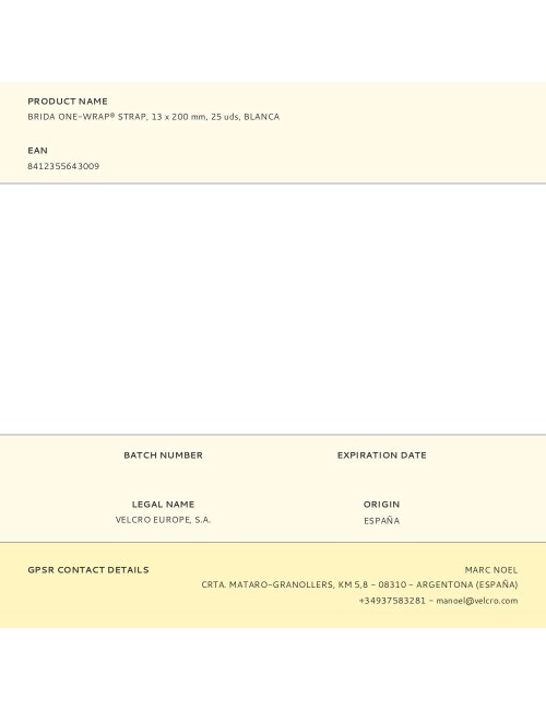 Brida one-wrap® strap, 13 x 200 mm, 25 uds, blanca