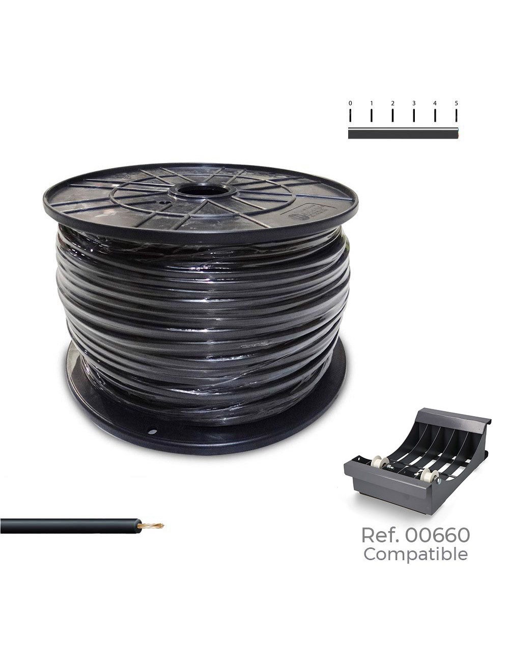 Cablecillo h07z1-k 1,50 mm negro, 500 m. ( bobina mediana )