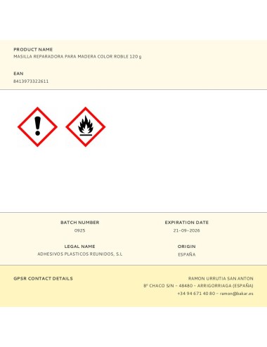 Masilla reparadora para madera color roble 120 g