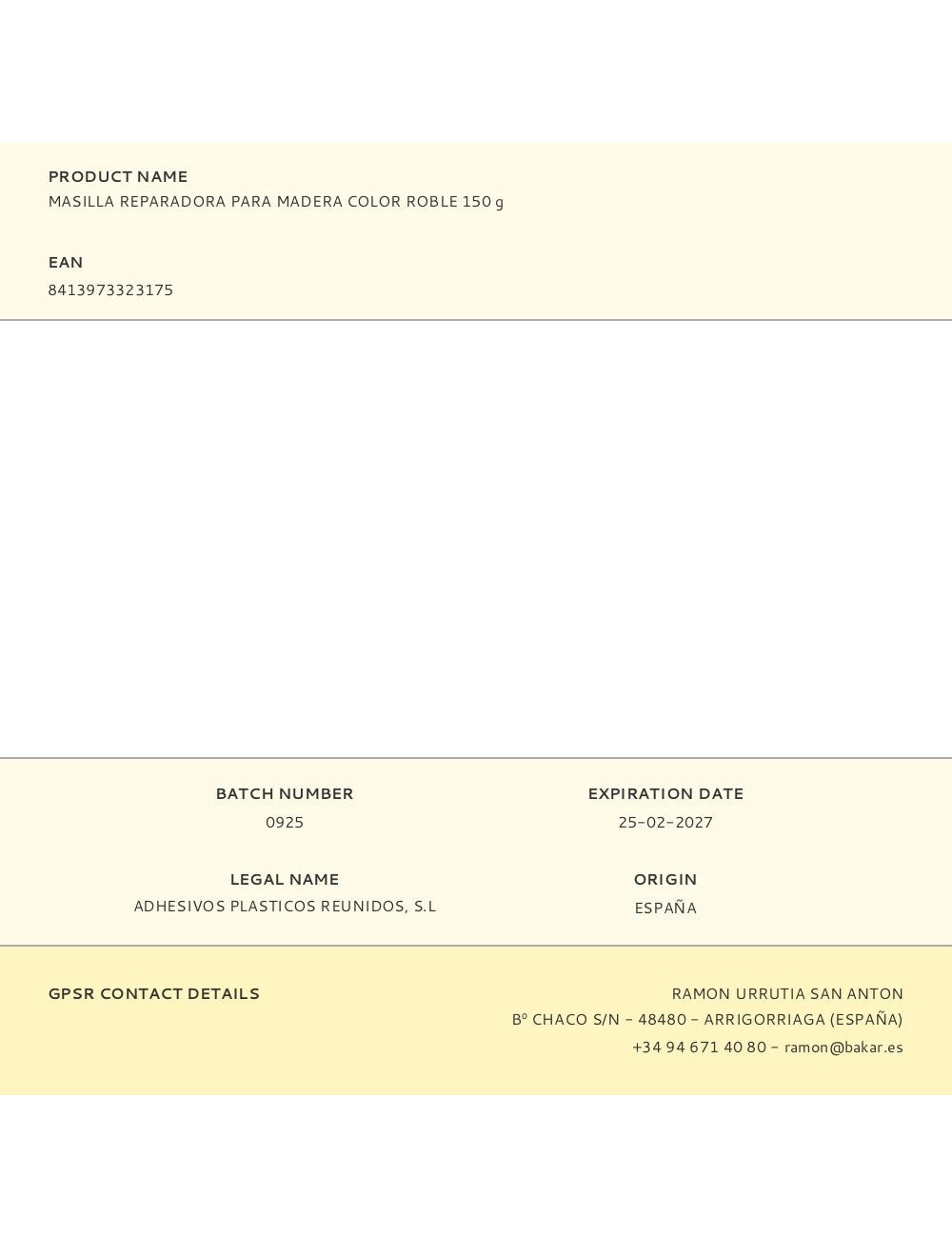 Masilla reparadora para madera color roble 150 g