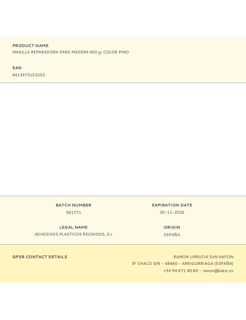 Masilla reparadora para madera color pino 400 g