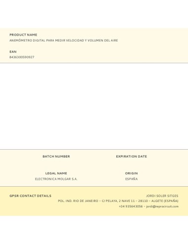 Anemómetro digital para medir velocidad y volumen del aire