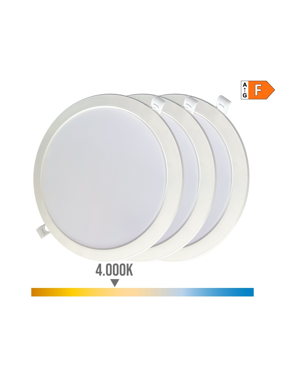 Pack 3 downlights led 18w luz día 4000 k