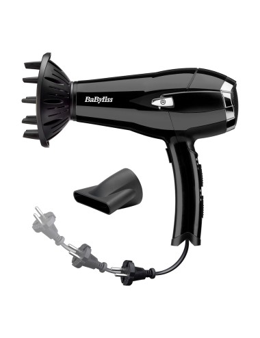 Secador de pelo negro con cable retráctil 2000 w