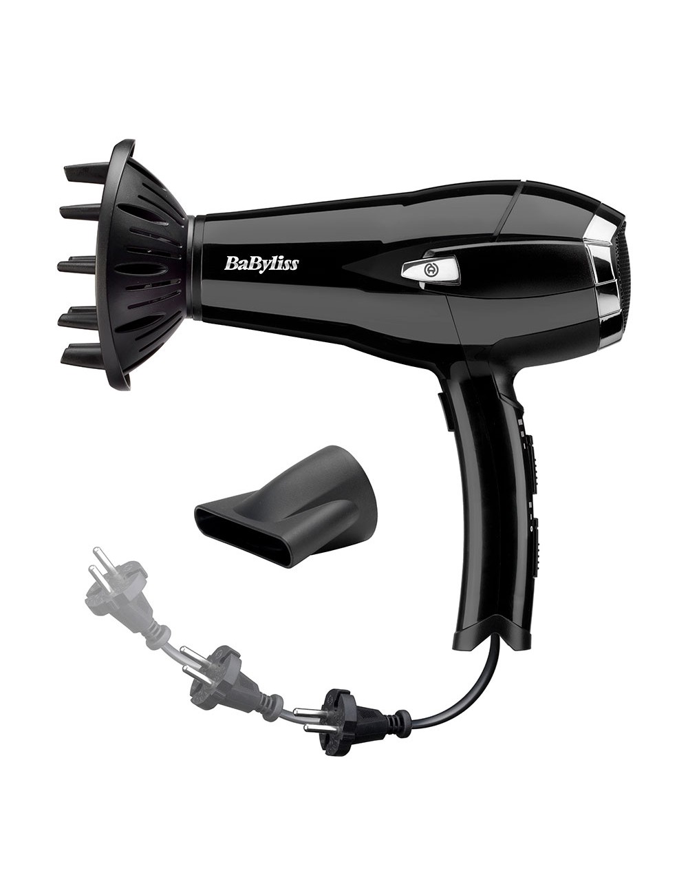 Secador de pelo negro con cable retráctil 2000 w