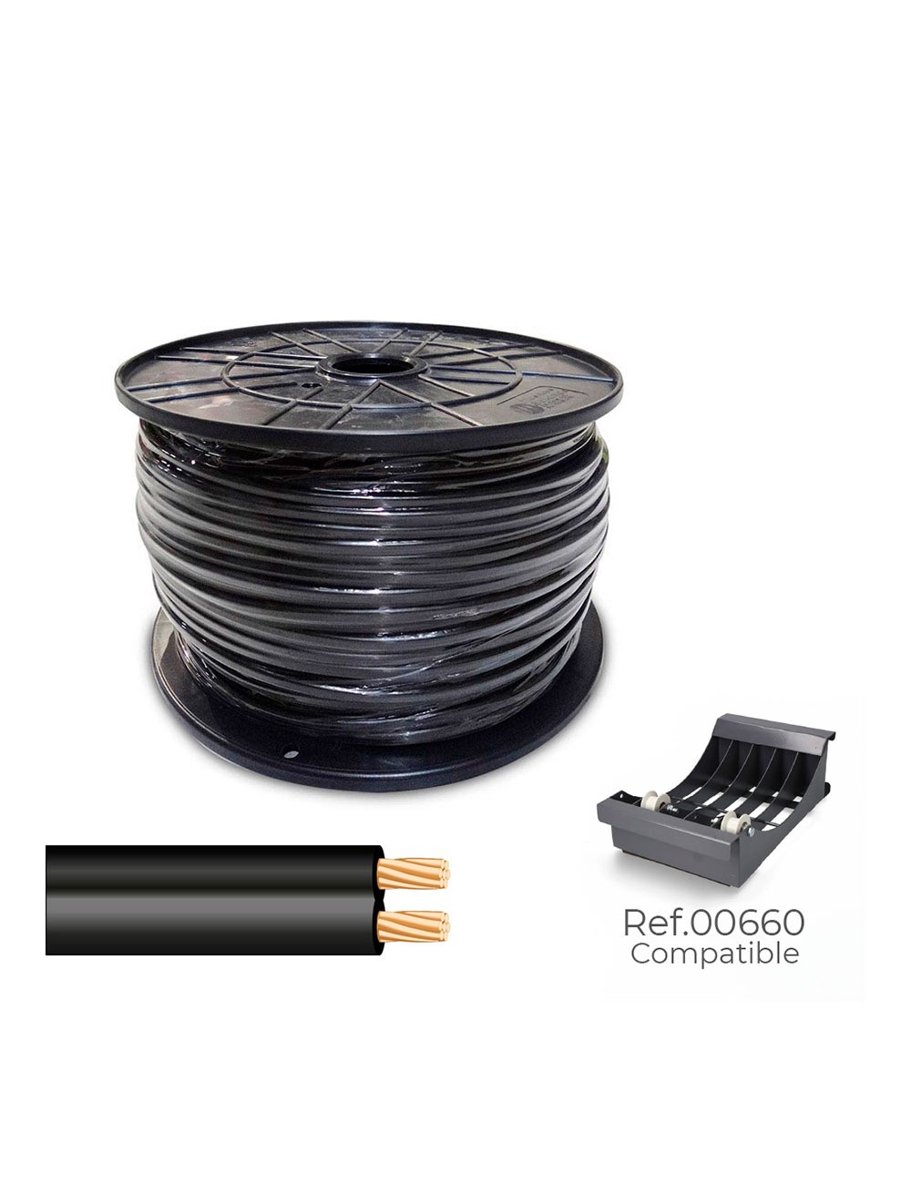 Cable paralelo 48v 2 x 0,75 mm negro 500 m. (bobina mediana)
