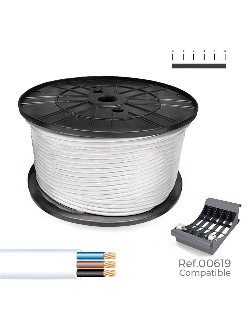 Manguera plana 3 x 1,00 mm blanca 200m. (bobina grande)