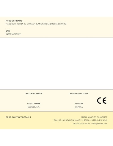 Manguera plana 3 x 1,00 mm blanca 200m. (bobina grande)