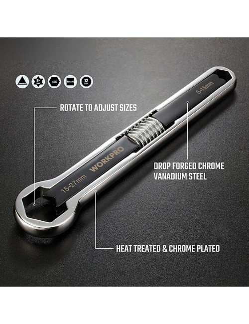 Chave ajustável universal métrica e sae, 5 - 27 mm