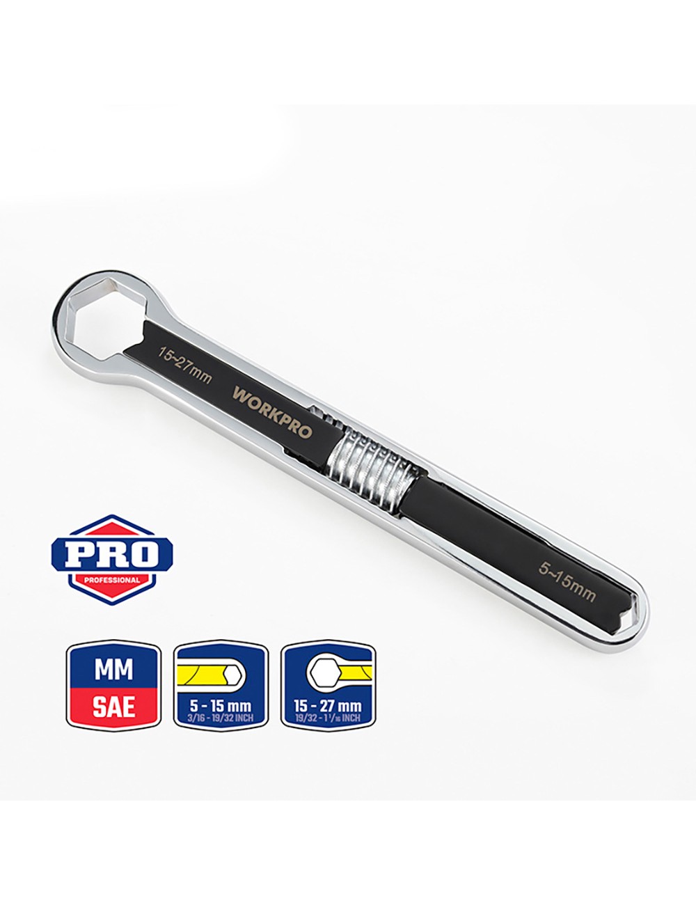 Chave ajustável universal métrica e sae, 5 - 27 mm