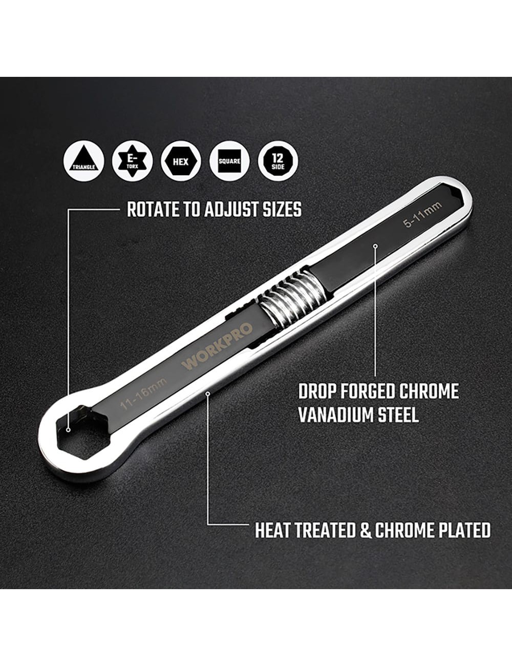 Llave ajustable universal, métrica y sae 5 - 16 mm