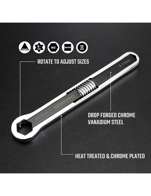 Llave ajustable universal, métrica y sae 5 - 16 mm