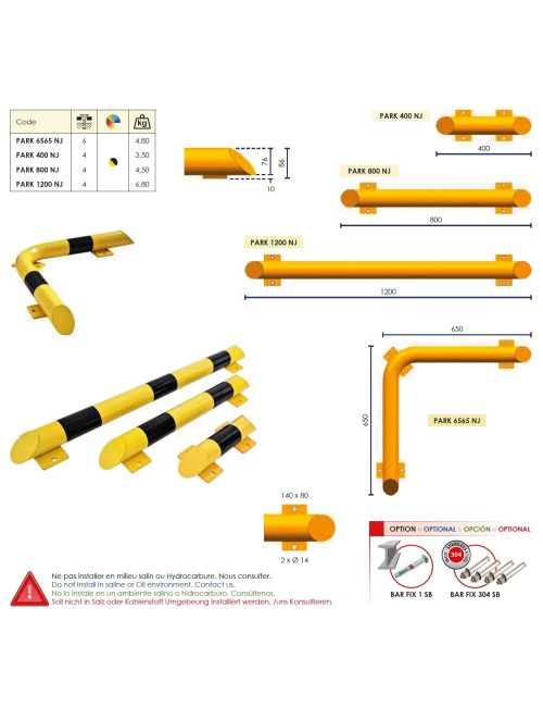 BARRA PROTECCIÓN SUELO CURVA 650X86MM PARK6065NJ