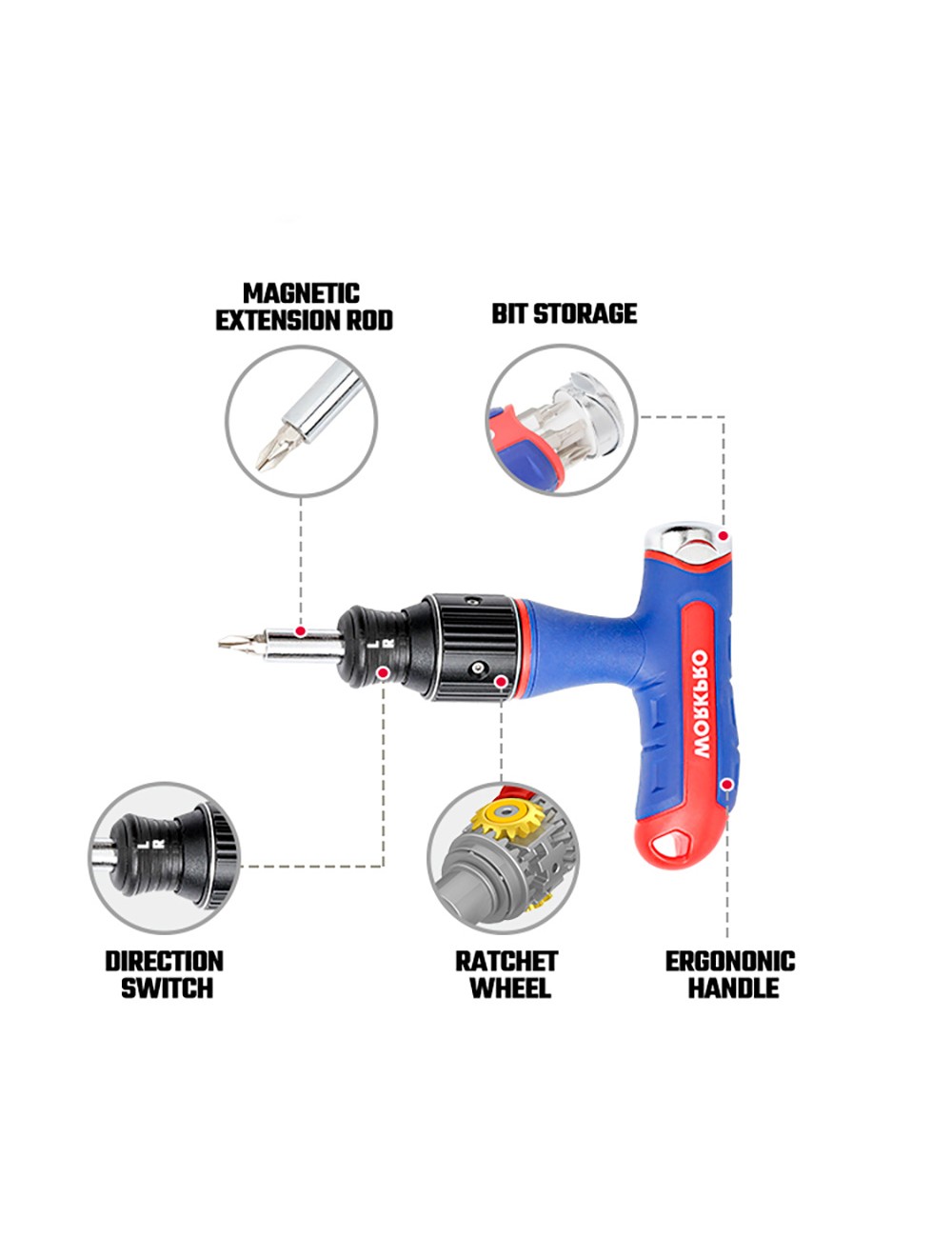 Destornillador de carraca t, 8 piezas