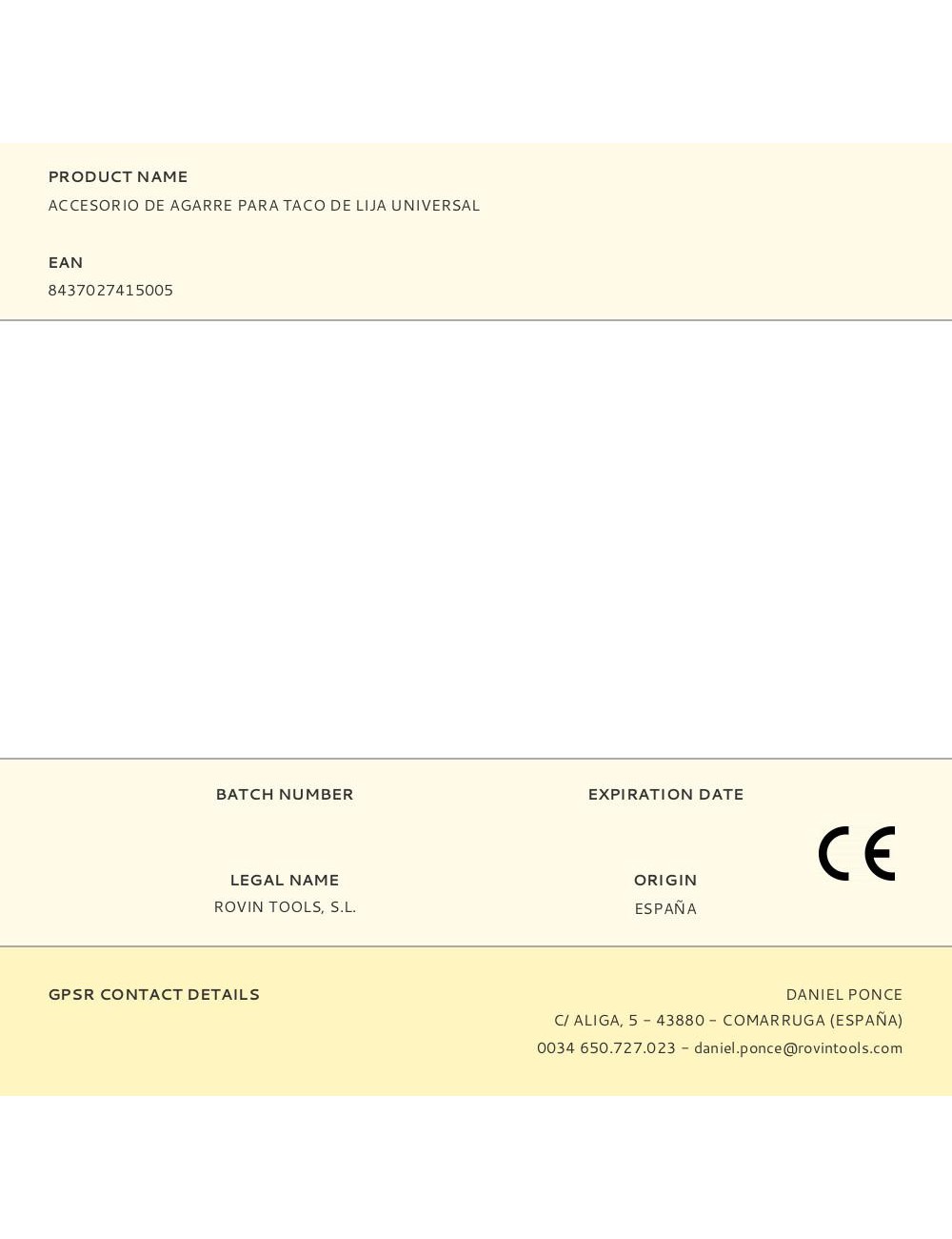 Accesorio de agarre para taco de lija universal