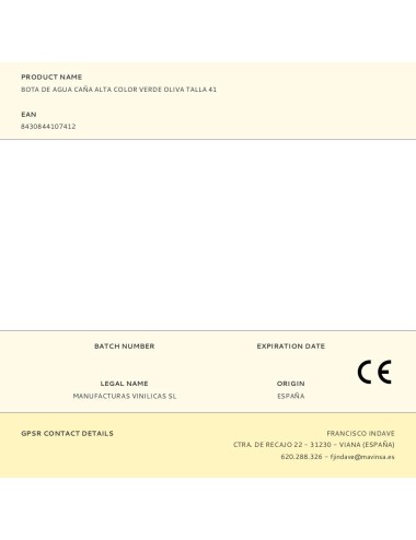 Bota de agua caña alta color verde oliva talla 41