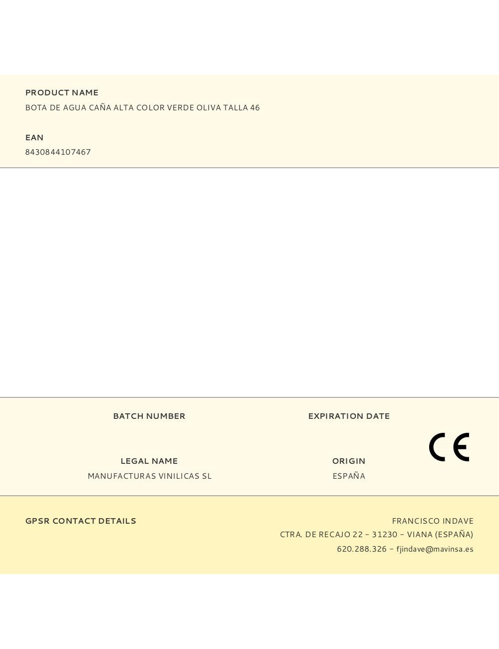 Bota de agua caña alta color verde oliva talla 46