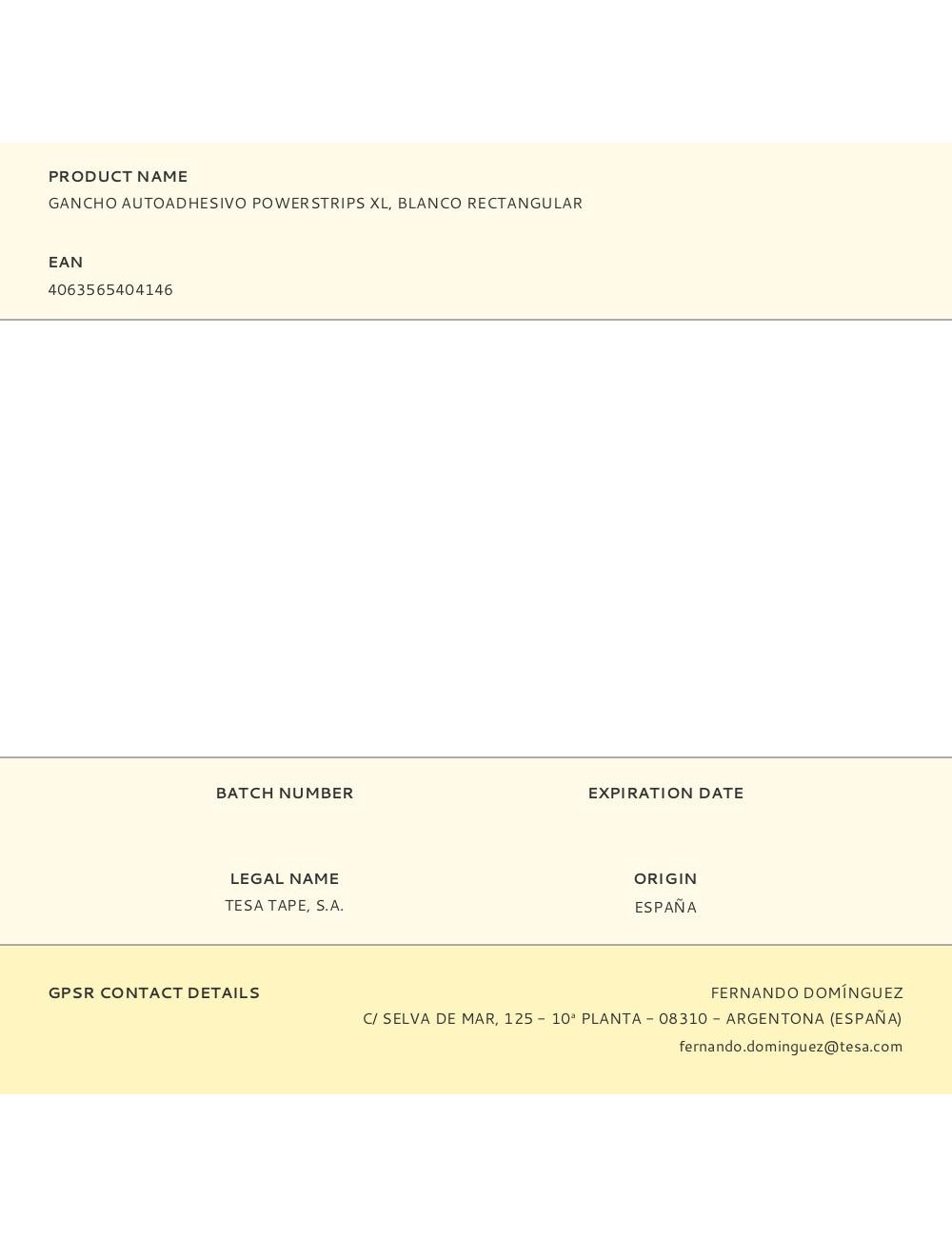 Gancho autoadhesivo powerstrips xl, blanco rectangular