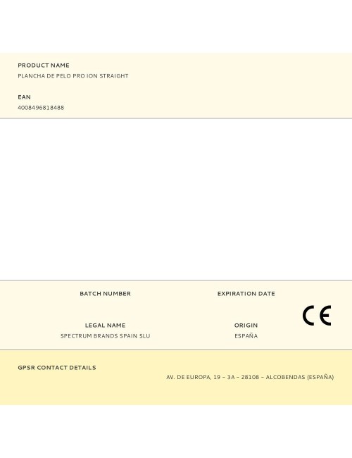 Plancha de pelo pro ion straight