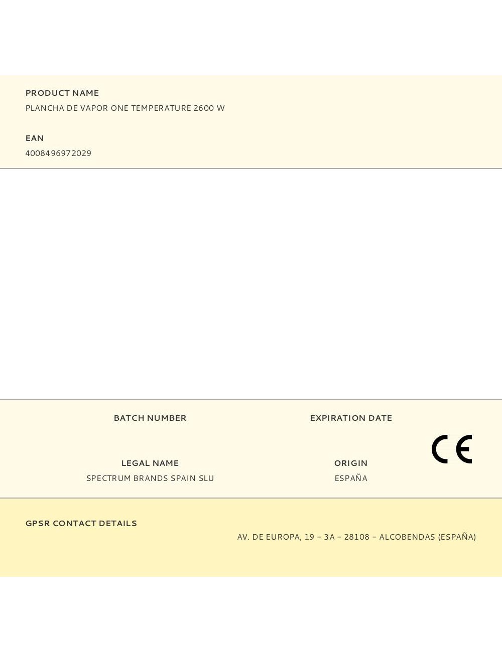 Plancha de vapor one temperature 2600 w