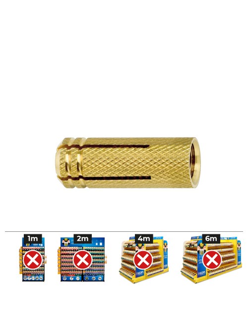 Taco de latón me m4 ø5 x 16 mm, caja 100 uds