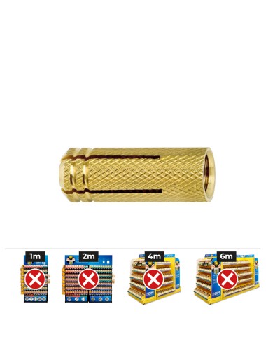 Taco de latón me m12 ø15 x 40 mm, caja 25 uds