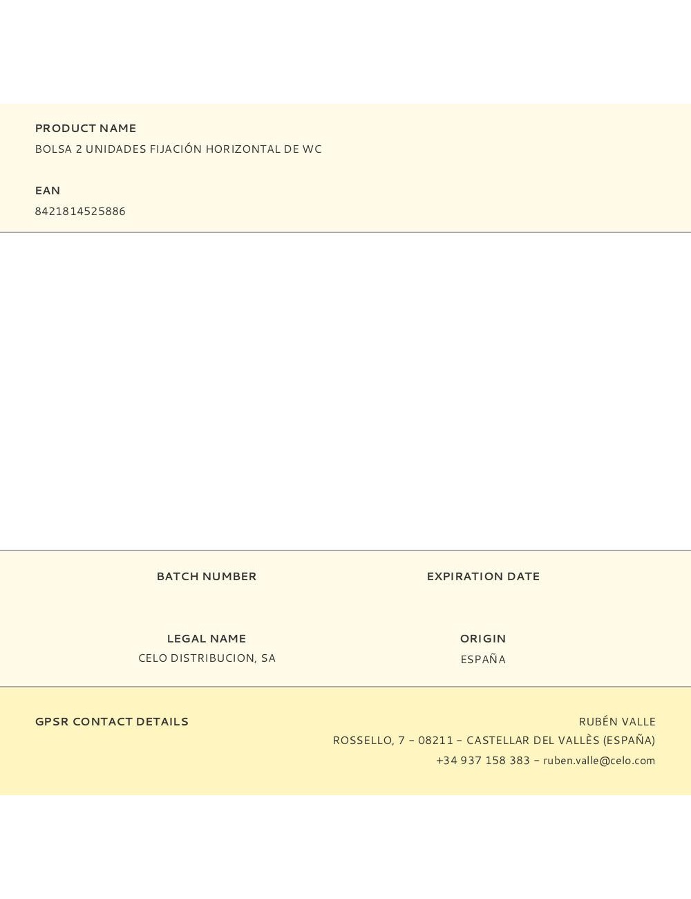 Bolsa 2 unidades fijación horizontal de wc