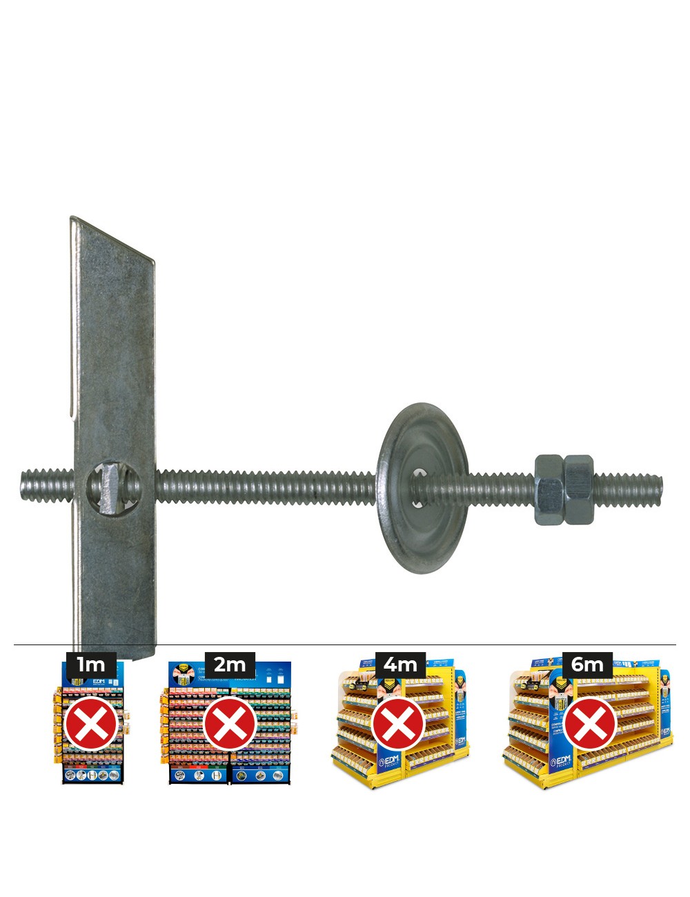 Basculante espárrago m4 con arandela y tuerca (caja 100 unid)