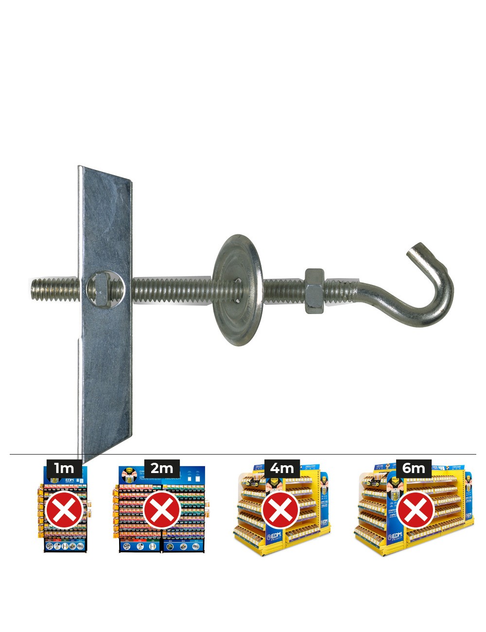 Basculante con gancho m6 con arandela y tuerca (caja 25 unid)