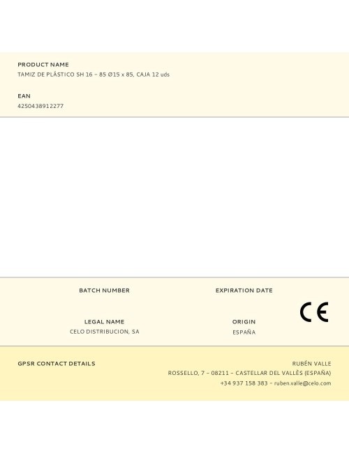 Tamiz de plástico sh 16 - 85 ø15 x 85, caja 12 uds