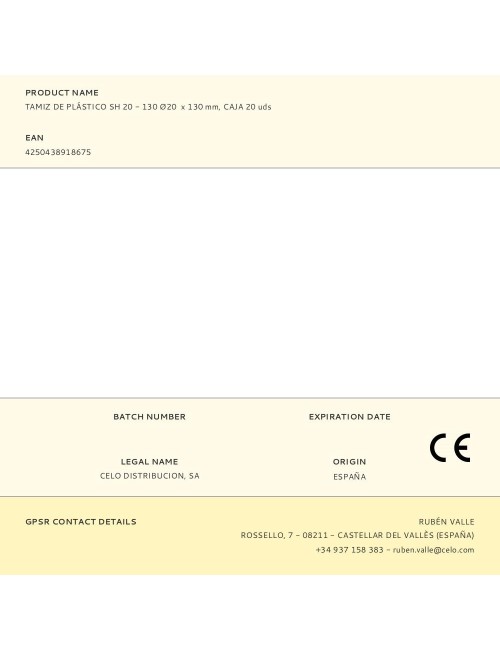 Tamiz de plástico sh 20 - 130 ø20 x 130 mm, caja 20 uds