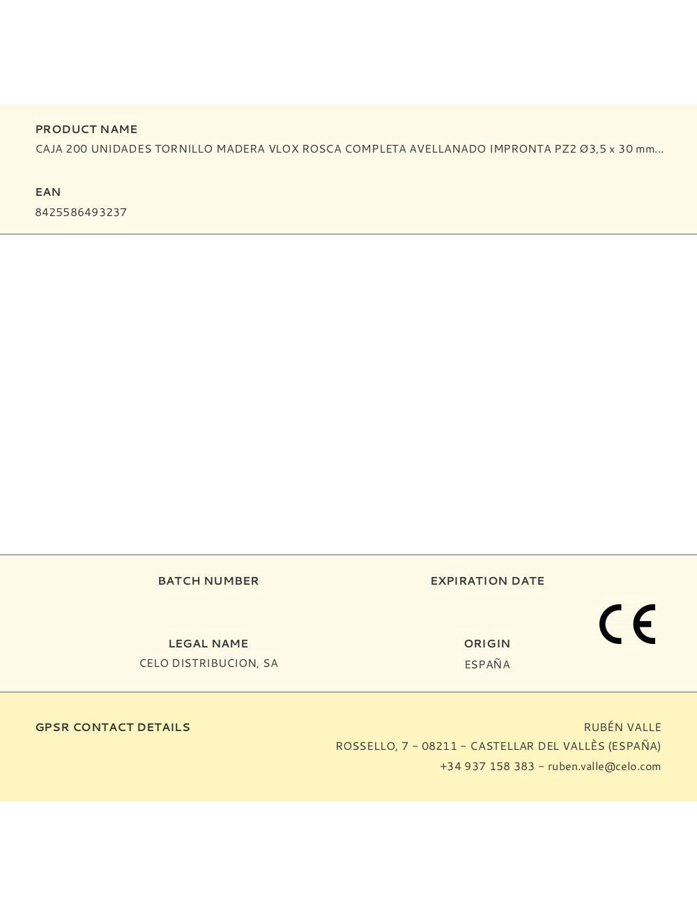 Caja 200 unidades tornillo madera vlox rosca completa avellanado impronta pz2 ø3,5 x 30 mm bicromatado