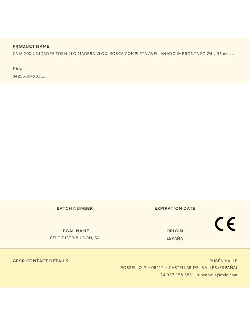 Caja 200 unidades tornillo madera vlox rosca completa avellanado impronta pz ø4 x 35 mm. bicromatado
