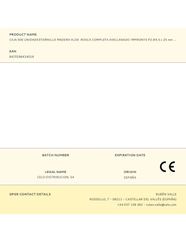 Caja 500 unidadestornillo madera vlox rosca completa avellanado impronta pz ø4,5 x 25 mm bicromatado