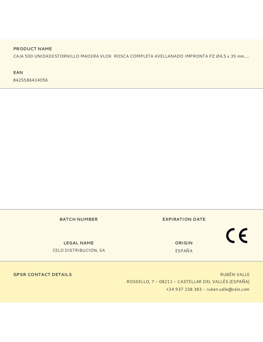 Caja 500 unidadestornillo madera vlox rosca completa avellanado impronta pz ø4,5 x 35 mm. bicromatado