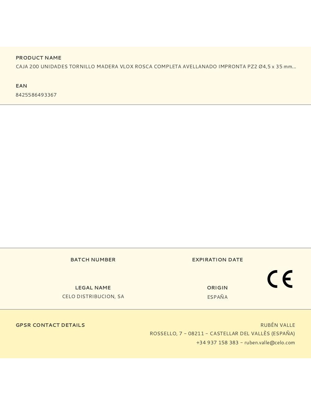 Caja 200 unidades tornillo madera vlox rosca completa avellanado impronta pz2 ø4,5 x 35 mm bicromatado