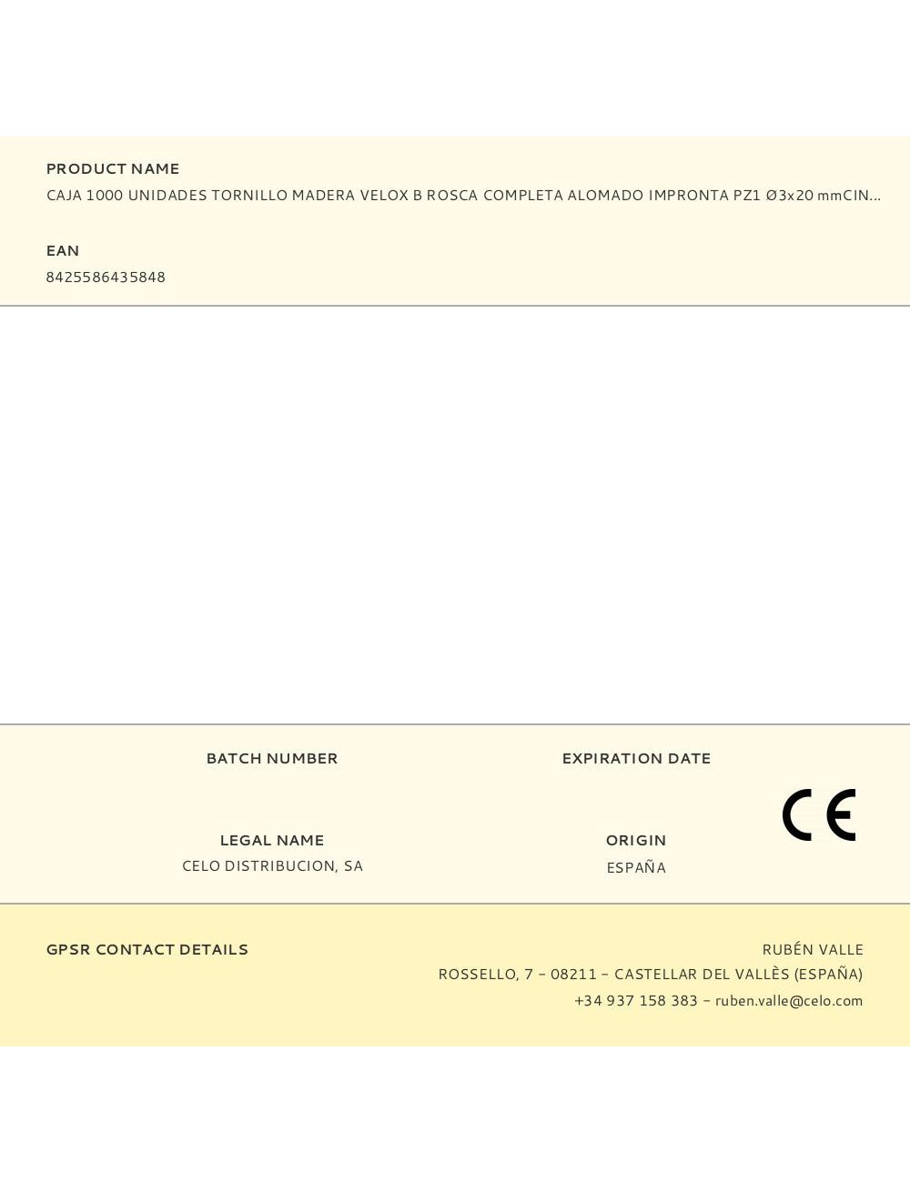 Caja 1000 unidades tornillo madera velox b rosca completa alomado impronta pz1 ø3x20 mmcincado